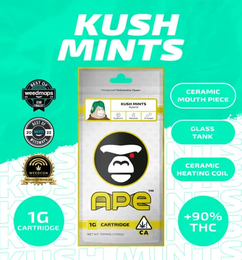 Ape 1G Vape - Kush Mints — Sauce Carts (H) vape cartridge