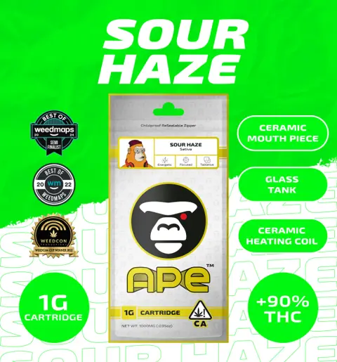 Ape 1G Vape - Sour Haze (S) Sauce Cart vape cartridge