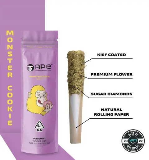 Ape (Monster Cookies) Mini Joint Infused+Kief (0.5G) infused pre-roll